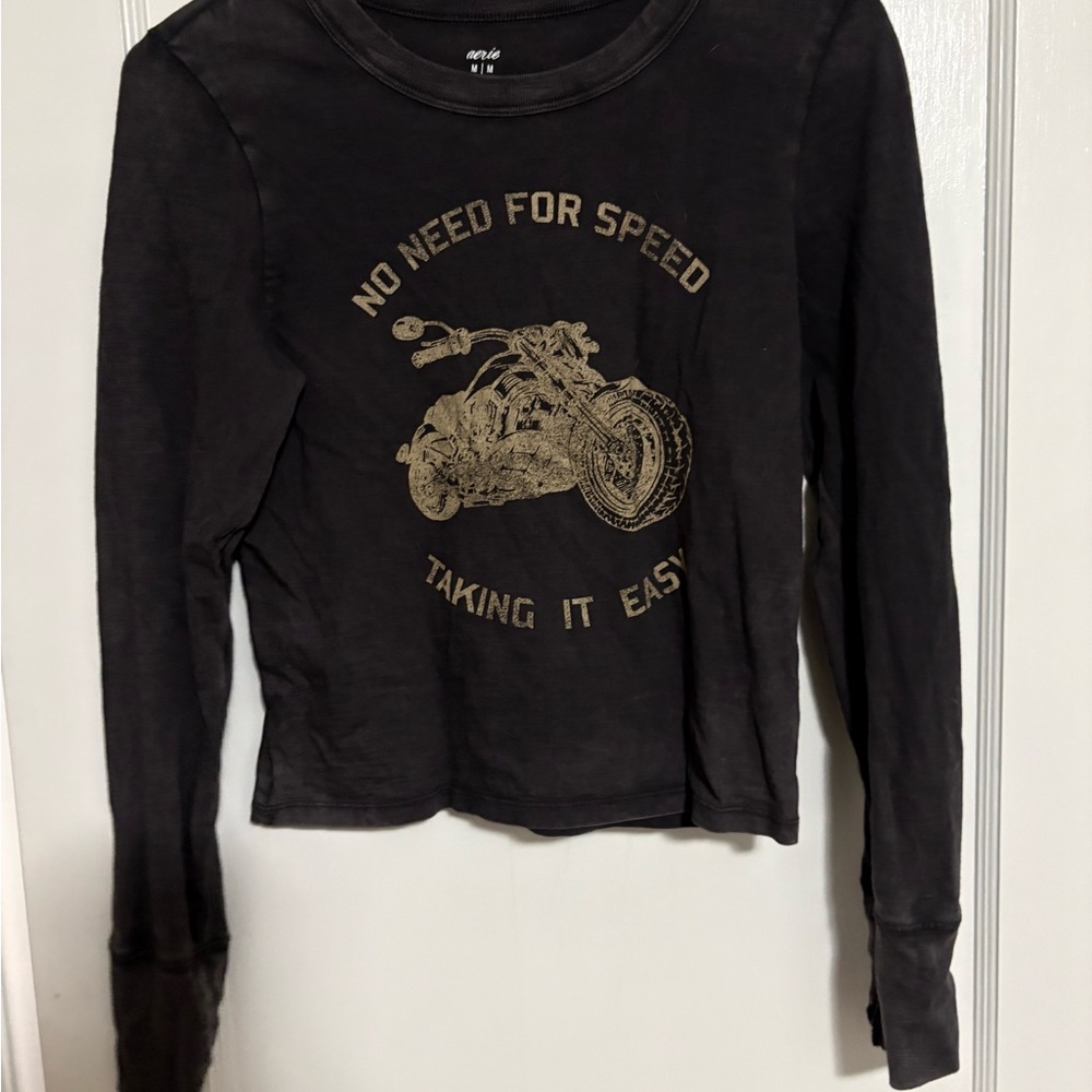 Aerie Black Long Sleeve Women’s Long Sleeve Crop Top